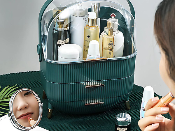 Cosmetics organiser with drawers spacious large handle elegant