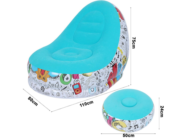 Garden armchair lounger inflatable beach pouf footrest comfortable