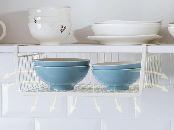 Panier suspendu sous étagère organisateur de panier en métal panier de cuisine blanc