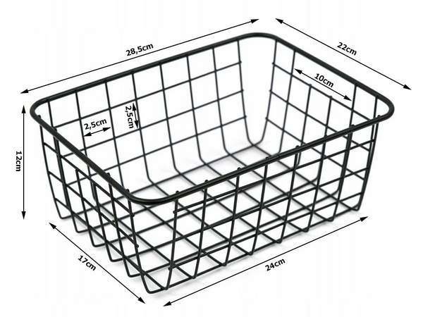 Kosz koszyk organizer metalowy druciany loft do kuchni na owoce pojemny
