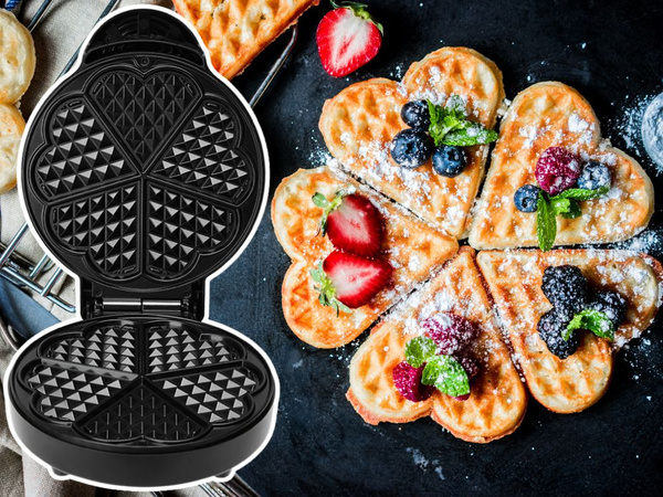 Gofrera robusta 5 gofres esponjosos gofrera corazones 1000w