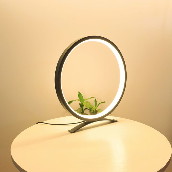 LAMPKA NOCNA STOŁOWA OKRĄG PIERŚCIEŃ BARWA ZIMNA CIEPŁA NEUTRALNA REGULACJA