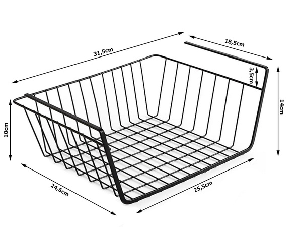 Agățat coș sub raft metal coș organizator bucătărie coș alb