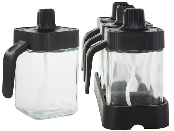 Recipientes de cristal para especias con cuchara juego de 3 piezas