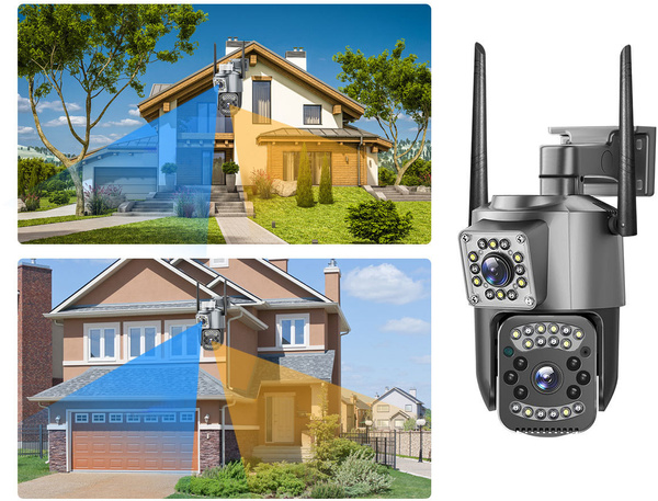 Cámara con dos objetivos wifi exterior giratoria detector de movimiento ip 4g