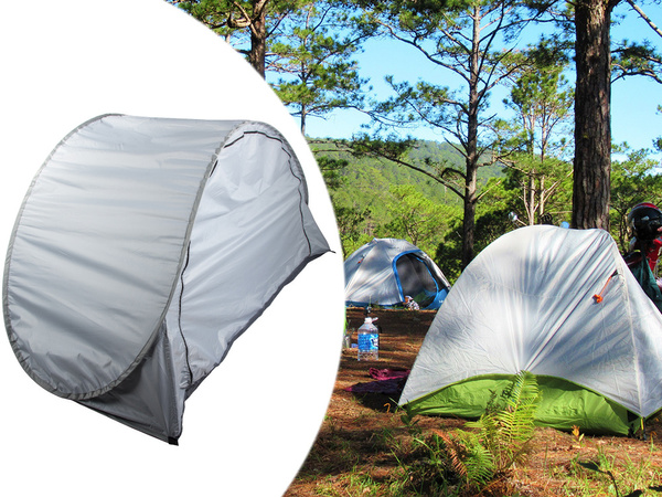 Tente de plage protection uv auto-pliante jardin gris grand