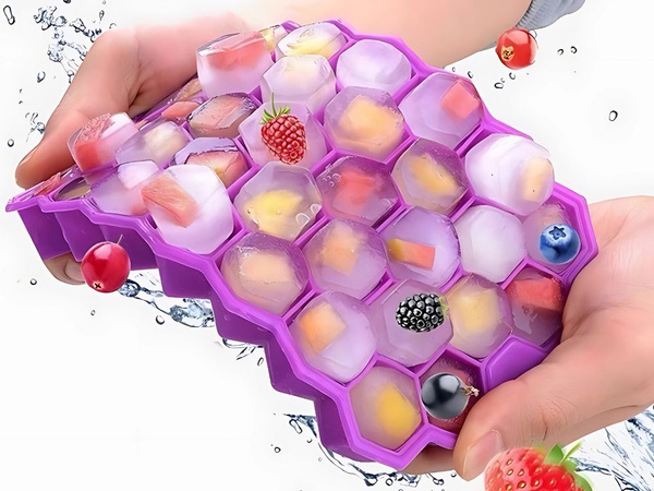 Silikon-Eiswürfelform, Behälter für 37 Würfel, sechseckige Form