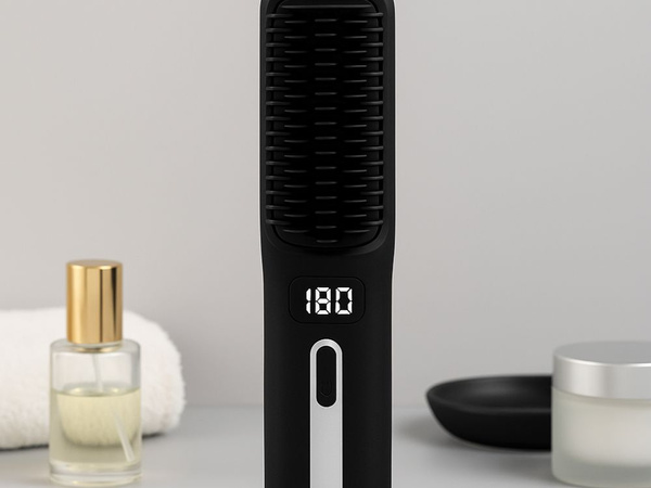 Electric ionic hair straightening brush with led temperature control