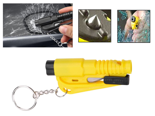 Life safety hammer key ring knife