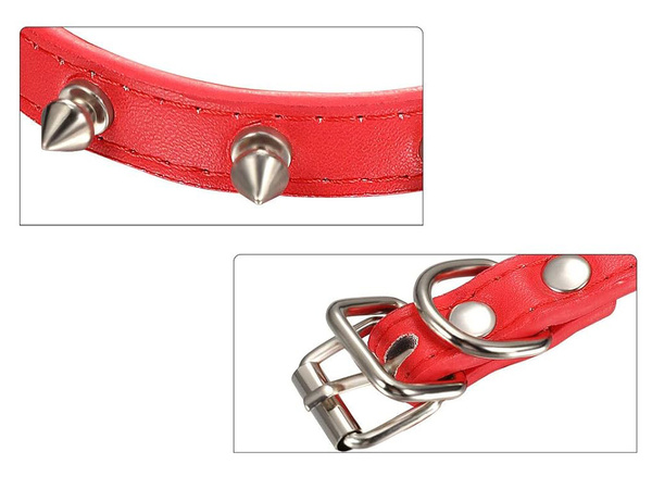 Tachonado collar de perro de cuero ecológico ajustable m