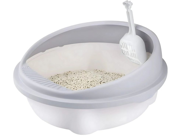 Open litter tray large solid with paddle and high rim