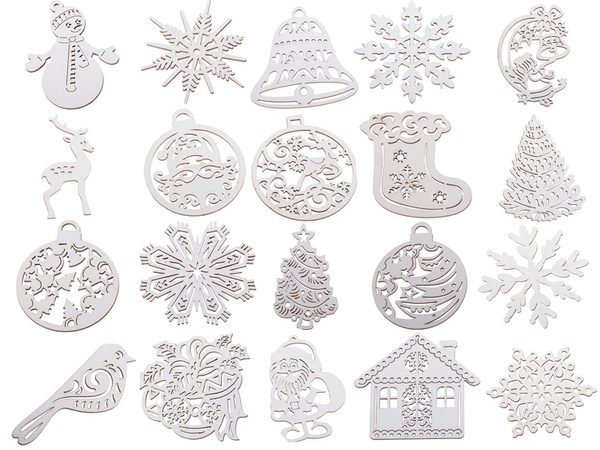 Décorations de sapin de noël en bois 20 pieces pendentifs baubles ornaments