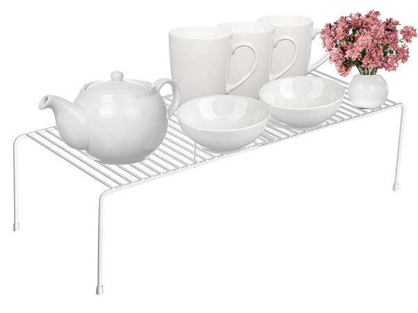 Metal shelf adjustable in width expandable for kitchen organiser white