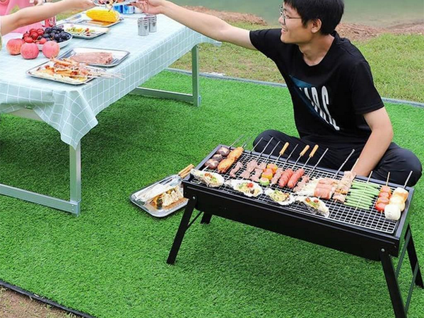 Potovalni žar prenosni zložljivi kovček oglje kampiranje bbq velik