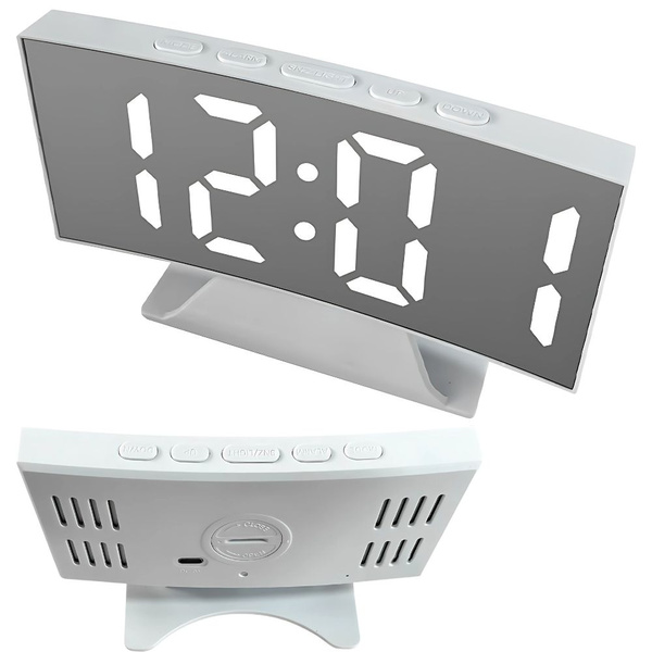 Reloj electrónico digital led despertador termómetro espejo de pie usb memoria