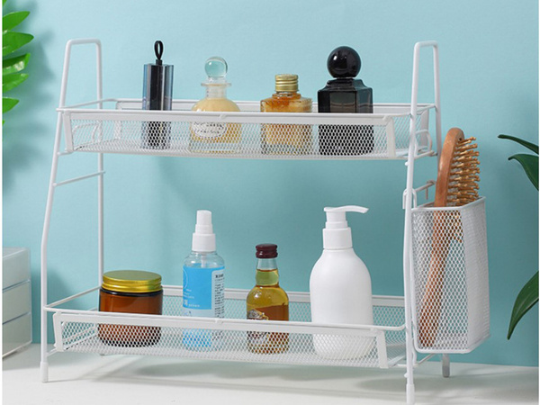 Étagère de cuisine loft organisateur de cuisine à deux étages avec panier