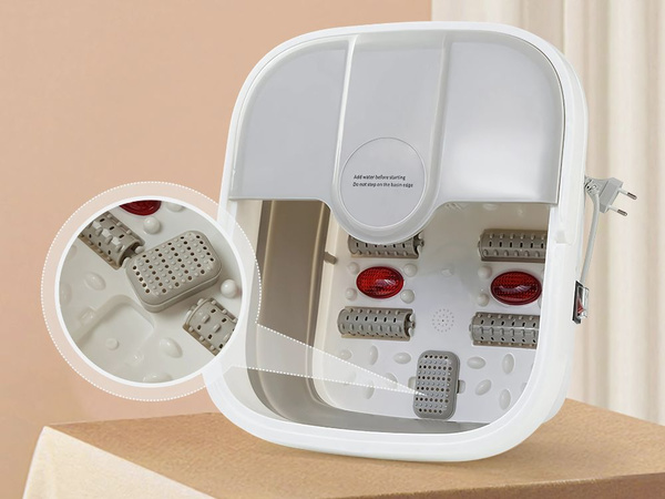 Foot warming bucket bowl with bubble massage rollers foldable