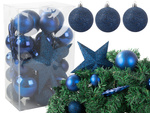 Arbre de noël boules vacances bleu pailleté étoile 8 / 6 / 5