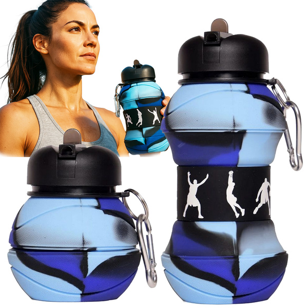 Bidón deportivo plegable de silicona botella deportiva con boca de beber 500