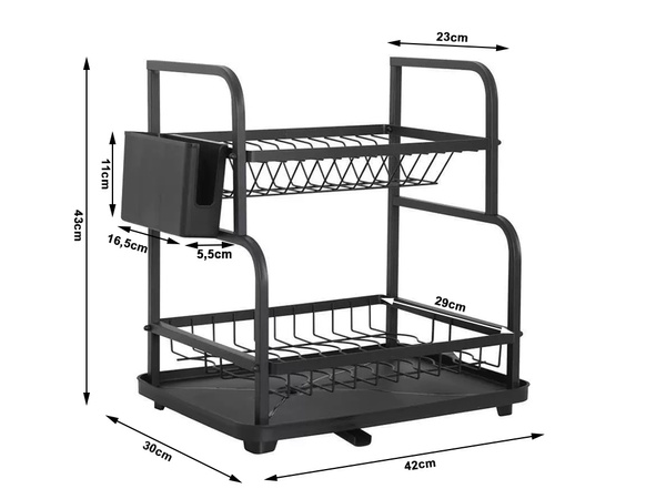 Dishwasher dryer plates cutlery cups two-level drainer with tray