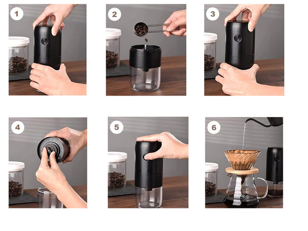 Mlýnek na zrnkovou kávu ořechy byliny silný elektrický usb espresso