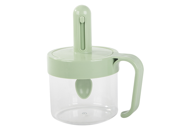 Kitchen spice container with food spoon cup with ear lock