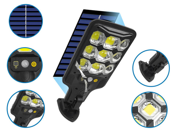 Cob farola solar exterior con sensor de movimiento y crepuscular + mando a distancia