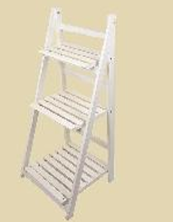 Wooden standing flower bed ladder three shelves plant shelf