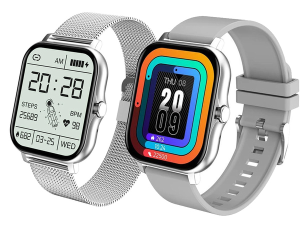 Smartwatch women's men's rubber strap sports Bluetooth calls grey
