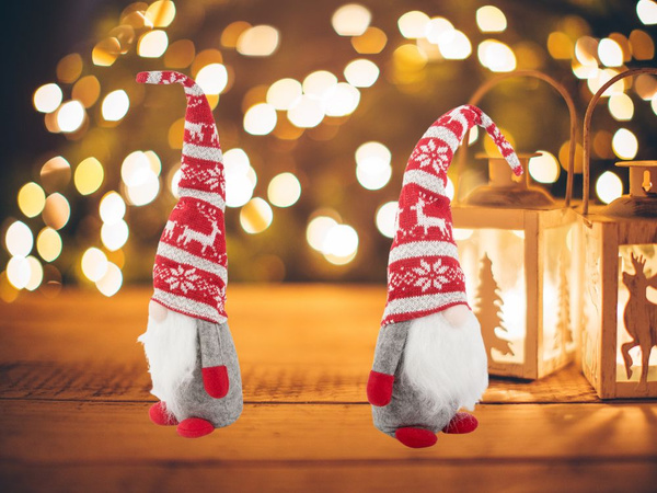 Crăciun GHOST Gnom gri cu barbă de pom de Crăciun 48cm moale