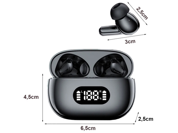 Auriculares in-ear inalámbricos bluetooth con estuche de carga led y micrófono