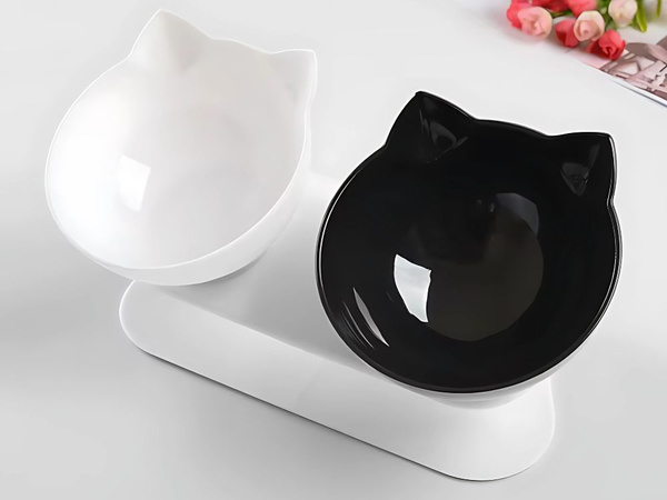 Comedero doble para perro gato comedero de plástico 2x400ml