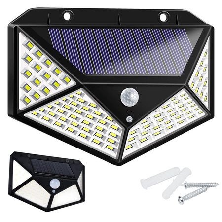 Lampă solară 100 led cu senzor de mișcare crepusculară