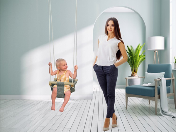 Dětská houpačka dřevěný kbelík houpačka měkký materiál houpačka