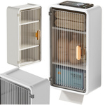 Wall-mounted bathroom shelf, 3 levels, doors, opening for tissues