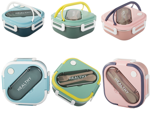 Коробка для завтрака с отделениями для столовых приборов контейнер для ланча для микроволновой печи 1000 мл