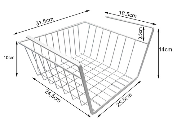 Cesta colgante bajo estante cesta metálica organizador cesta cocina blanco