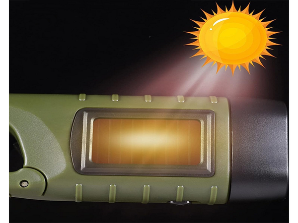 DYNAMO SOLAR TORCH 3 LED KINETICKÁ RUČNÁ KLIKOVÁ SPONKA
