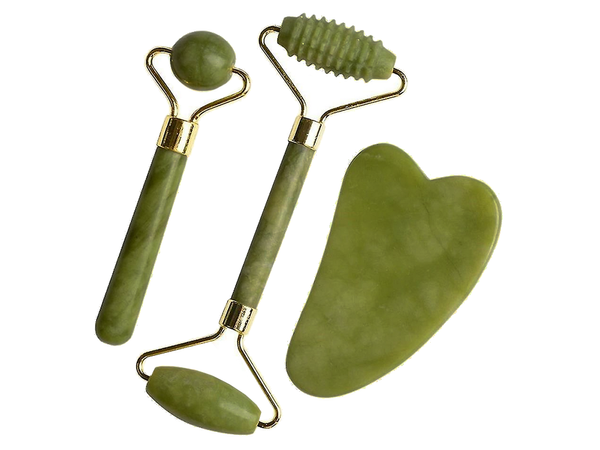 Juego de rodillos masajeadores faciales de jade