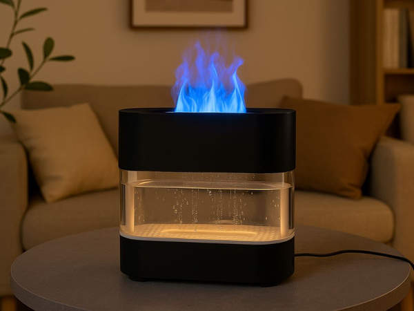 Humidificateur d'air cheminée led avec effet flammes aromathérapie usb télécommande