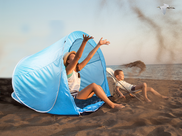 Plážový stan velký uzamykatelný pop-up samoskládací s uv krytem