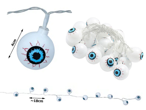 Svetlá 10 led závesné oči halloween 200cm svietiace dekorácie dekorácie očí