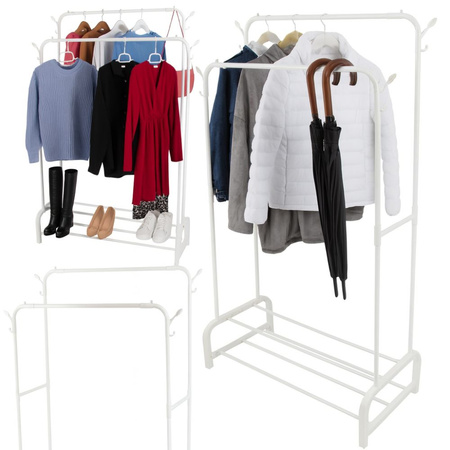 Perchero de pie para ropa con estantes para zapatos y chaquetas armario metálico