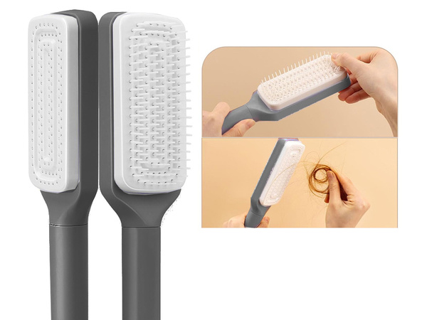 Self-cleaning hair brush for combing anti-static combing