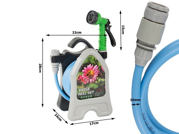 Garden waterring hose auf einem ständer mit einer spiralspritzpistole 10m