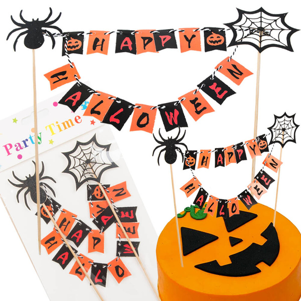 Decoración de halloween para una tarta cupcake picker topper guirnalda de papel