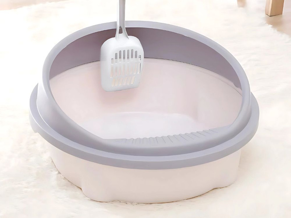 Open litter tray large solid with paddle and high rim