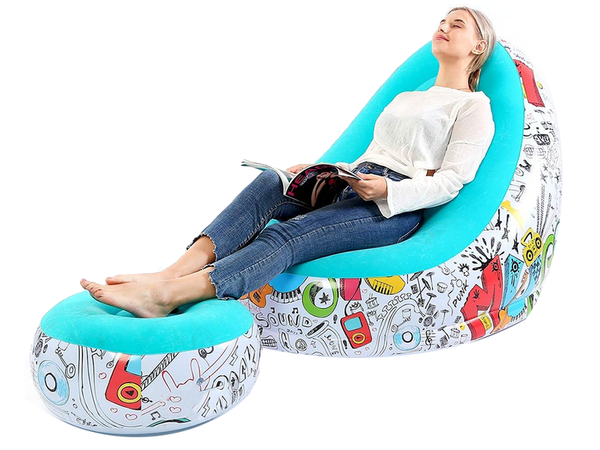 Sillón de jardín tumbona inflable playa puf reposapiés cómodo