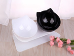 Double bowl for dog cat plastic bowls set for food water 2x400ml