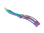 Navaja mariposa afilada hoja plegable arco iris fade